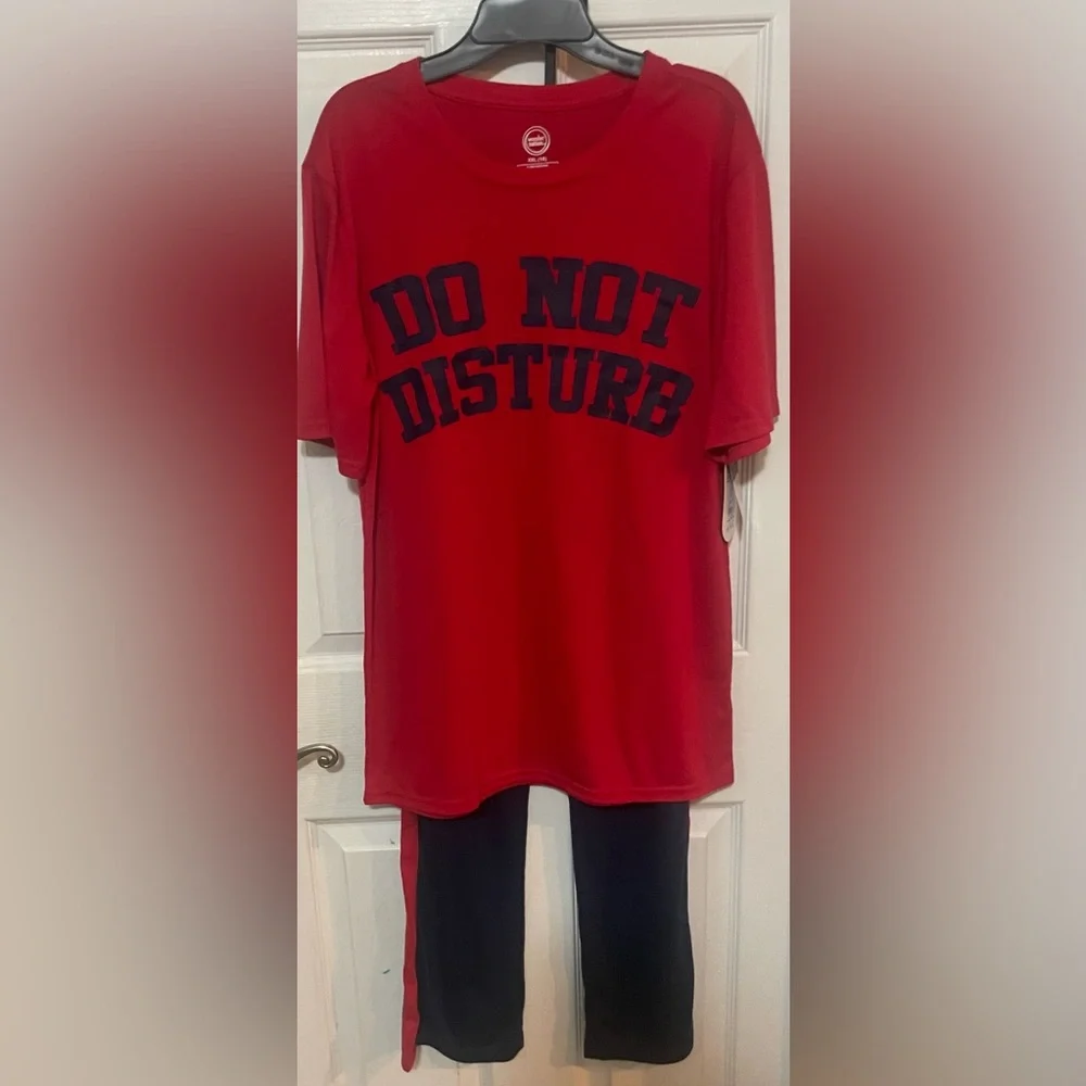 NWT Wonder Nation Boys XXL 18 Do Not Disturb Pajama Set Red Blue Sleepwear